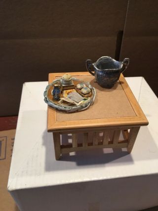 Vintage Miniature Dollhouse Table With Accessories