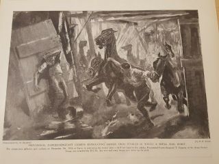 Wwi Antique Illustration Sgt Cussens Asc Awarded Dcm Saving Horses From Stables