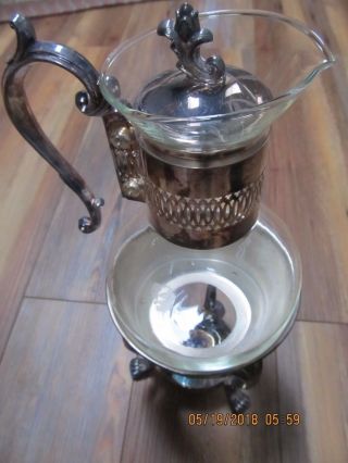 Vintage Silver Plated Coffee/tea Carafe With Footed Warming Stand
