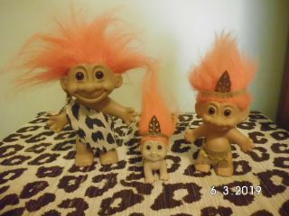 Set Of 3 Vintage Russ Troll Dolls,  Variety Of Sizes - 2 ",  3 " &4 "