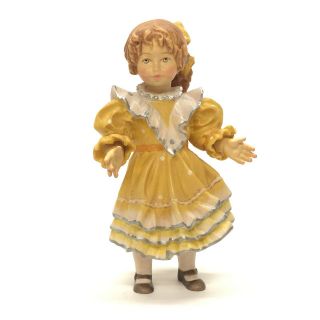 Dolfi A.  Santini 5.  5 " Hand Carved Wood Doll Girl Monica In Yellow Dress 677/4000