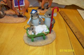 Charming Tails Nativity Piece - A Gift From Above,  Mice Mary Jesus Joseph