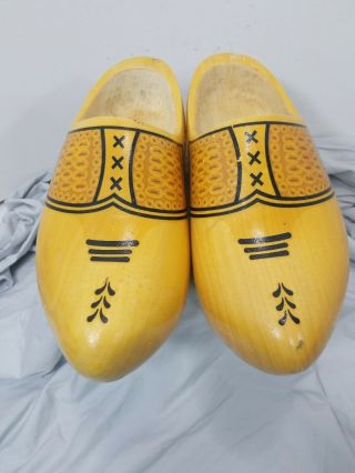 Dutch Wooden Shoes Clog Holland Vintage Hand Made Painted Large Full Size 12ish