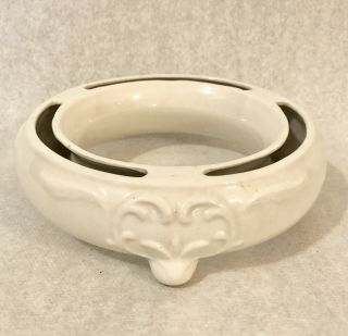 Vintage White Flower Ring Circle Ceramic Vase Austrian