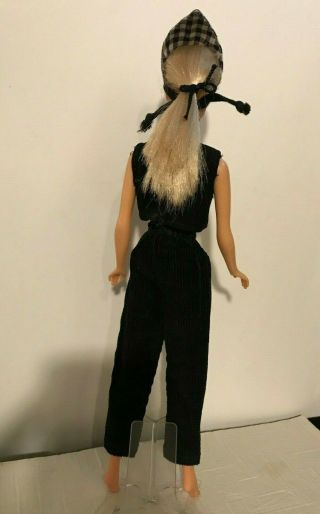 1960s MOD Barbie Clone 3 pc Outfit - Black TOP,  PANTS,  B&W Checked HEAD SCARF 4