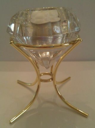 Bleikristall Votive Candle Holder 24 Leaded Crystal Diamond Cut With Gold Stand