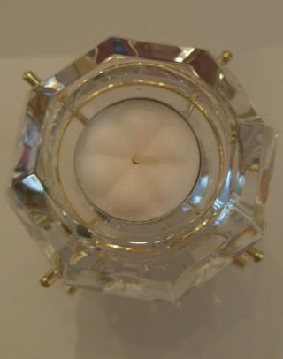 Bleikristall Votive Candle Holder 24 Leaded Crystal Diamond Cut with Gold Stand 2