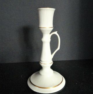 Vintage Lenox Tapered Candle Holder Ribbed Handle,  24k Fine Porcelain C 1978