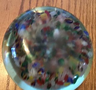 Hand Blown Glass Paperweight Clear And Like Millefiori 2