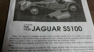 1939 Jaguar SS - 100 Roadster Mini - Craft Model Kits 1/16 Scal 5