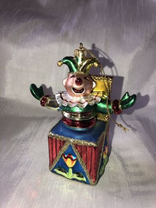 5 Inch Fitz And Floyd Jack N The Box Glass Ornament
