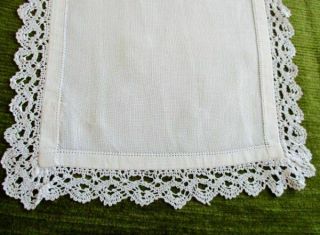 ANTIQUE TABLE RUNNER with BOBBIN LACE TRIM - 9 