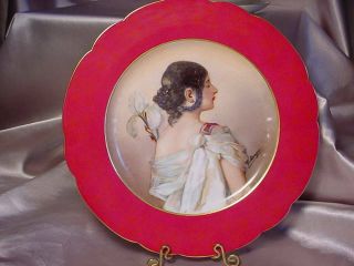Antique French Hand Painted & Signed Portrait Plate