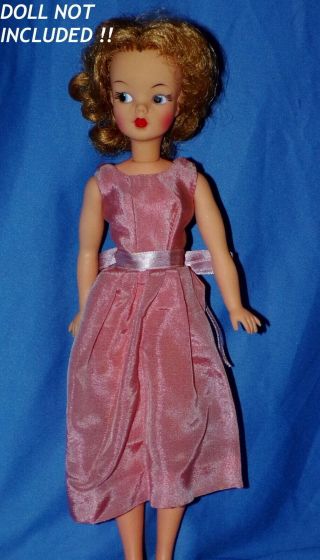 Vintage Barbie Tammy Tressy Babs Salmon Pink Satiny Cocktail Dress Ribbon Belt