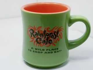 Rainforest Cafe Coffee Mug 12oz Green Orange Vintage 1999