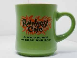 Rainforest Cafe Coffee Mug 12oz Green Orange Vintage 1999 2