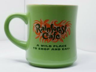 Rainforest Cafe Coffee Mug 12oz Green Orange Vintage 1999 5