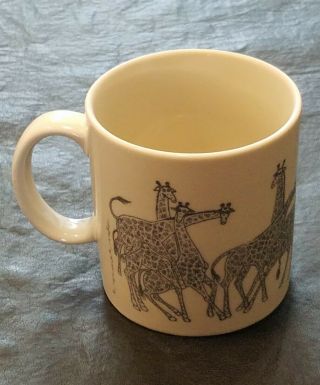 Taylor & Ng 1979 Giraffe Mug Japan Blue Beige Coffee Rough Tumble Naughty Animal