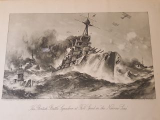 World War One Antique Print - Ww1 British Royal Navy Squadron