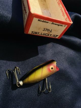 Vintage Heddon Tiny Lucky 13 IN ITS CORRECT BOX,  No Lid On The Box Old Lure 3