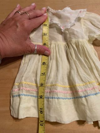 Adorable Vintage Yellow Doll Dress W/pink,  Blue,  Yellow Trim W/ Matching Bonnet 4