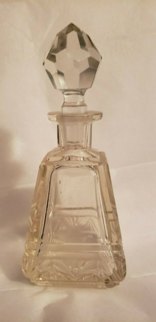 Vintage Antique Clear Cut Glass Perfume Bottle