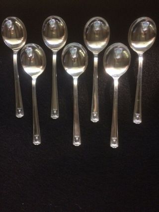 Set Of 7 Holmes & Edwards Vintage 1923 Century Silverplated Gumbo Soup Spoons