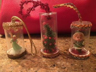Antique & Vintage Three Christmas Ornaments Angel Tree Elf