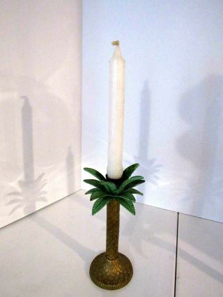 Vintage Brass Palm Tree Candle Stick Holder Set of 2 - Tropical Beach 3