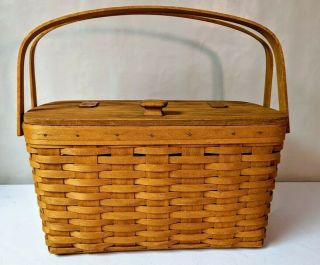 Longaberger 1992 Vintage Picnic Basket Large 14 X 6 X 9.  5