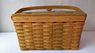 LONGABERGER 1992 Vintage Picnic Basket Large 14 x 6 x 9.  5 4