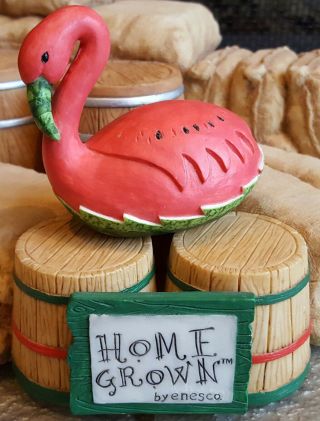 Home Grown Watermelon Flamingo Collectible Figurine By Enesco 4022976