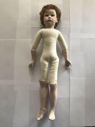 Vintage 25 Inch Doll Bisque Head,  Hands And Feet,  Cloth Body,  Brand Unknown
