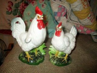 Napcoware Ceramic Rooster & Hen Chicken Very