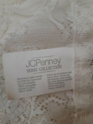 3 Panels Vintage JC Penny Off White Lace Curtain Panels55 Wide 80 Long 3