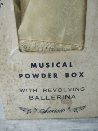 Antique Swissco Musical Powder Box revolving bride doll celluloid box 3