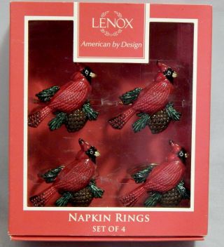 Lenox American By Design Cardinals Set Of 4 Enamel Napkin Rings