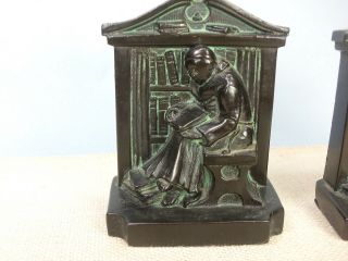 Antique Monk in Library Painted Spelter Bookends,  LV Aronson 1922 2