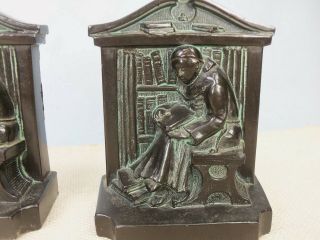 Antique Monk in Library Painted Spelter Bookends,  LV Aronson 1922 3