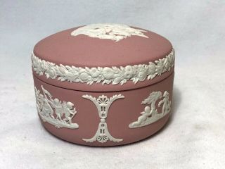 Wedgwood Pink Jasperware Jewelry Kidney Shaped Trinket Box