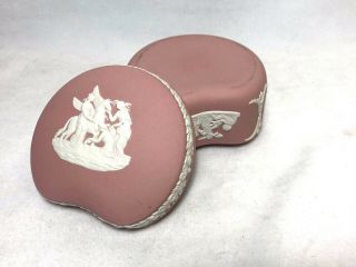 Wedgwood Pink Jasperware Jewelry Kidney Shaped Trinket Box 6