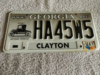Georgia Antique Vehicle Ha45w5 Usa American License Number Plate