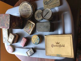 Assorted Antique Tins; Vintage; 14 Tins