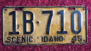 1945 Idaho License Plate Collectible Antique Vintage