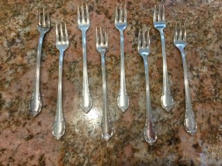 8 - 1847 Rogers Bros Serving Silver Plate “remembrance” Pickle Olive Forks