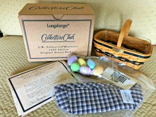2003 Longaberger Collectors Club Miniature Easter Basket & 6 Eggs Nib