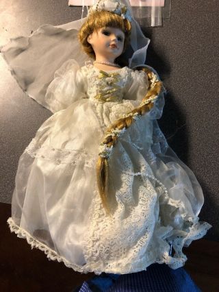 Vintage Collectors Choice Fine Bisque Porcelain Bride Or Repunzel Doll