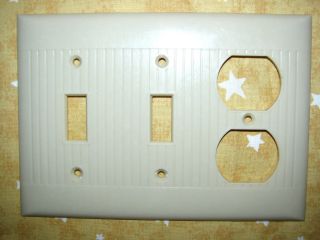 Combo Vintage Wide Ribs Ivory 1 Outlet & 2 Light Switch Cover Plate
