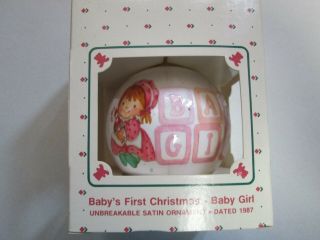 Hallmark Keepsake Baby’s First Christmas Girl Ornament 1987 Strawberry Shortcake