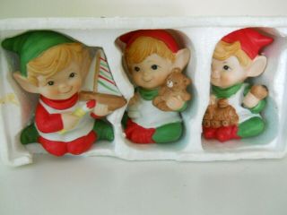 Vintage Homco 5253 Baby Christmas Elves Pixies With Toys